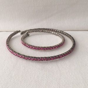 Pink rhinestone choker necklace and bracelet set